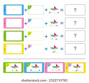 Logic game for children. Add up the elements and choose an answer. Vector illustration. 