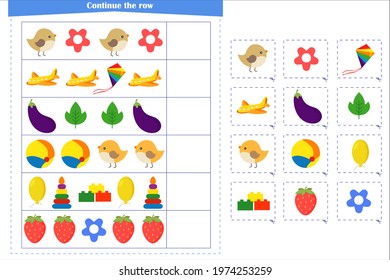 Logic game for children. Continue with a series of elements. Development of attention, memory, thinking