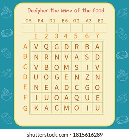  Logic game for children. Decipher the name of the food