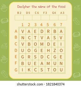  Logic Game For Children. Decipher The Name Of The Food