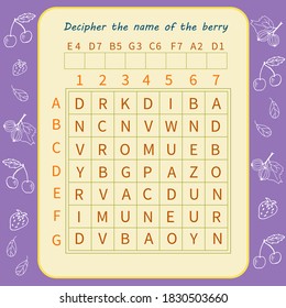 Logic Game For Children. Decipher The Name Of The Berry