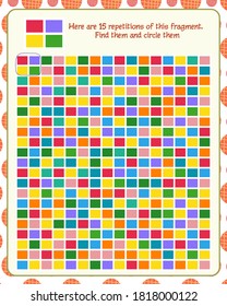 logic game for children. find 15 fragments specified in the sample
