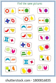 logic game for children. find and connect identical shapes