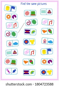 juego lógico para niños. buscar y conectar formas idénticas