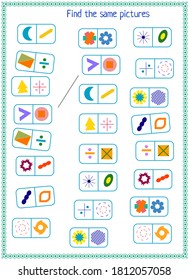 logic game for children. find and connect identical shapes