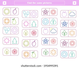 juego lógico para niños. buscar y conectar formas idénticas