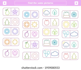 logic game for children. find and connect identical shapes