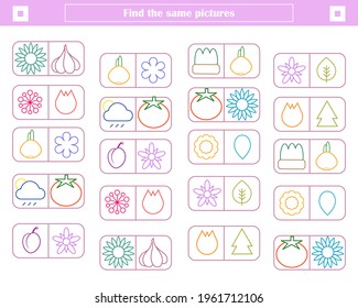 logic game for children. find and connect identical shapes