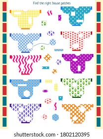 Logic game for children. find the correct patch for blouses