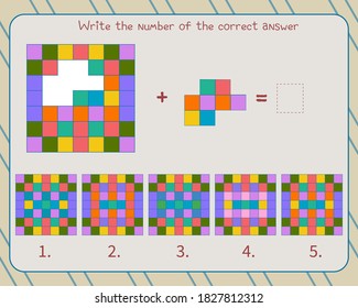 Logic game for children. Find the correct answer and write down the number