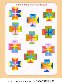 Juego lógico para niños. Buscar qué forma no está emparejada. Desarrollo de la atención