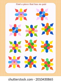 Juego lógico para niños. Buscar qué forma no está emparejada. Desarrollo de la atención