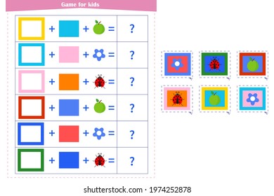 Logic game for children. Fold the elements and choose the answer from the options