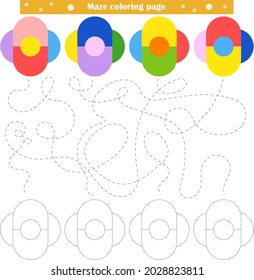 Juego lógico para niños. Pasar por el laberinto y colorear la figura según el patrón