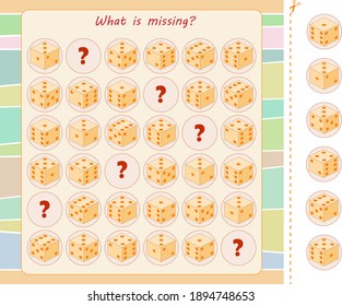 Logic game for children. Guess what's missing on every line