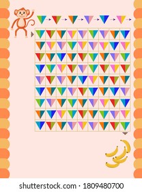 logic game for children. guide the monkey to the bananas according to this scheme