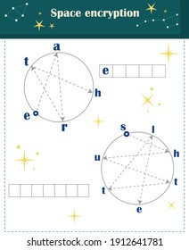 Logikspiel für Kinder. Platzverschlüsselung. Entpacken und lesen Sie das Wort.