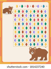 juego lógico para niños. llevar el oso a mamá según el patrón