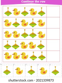  Logic game for children. We continue the rows of toys