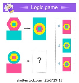 Logic game. IQ training test. Printable worksheet. Vector illustration. Answer is C.