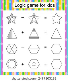 Logic game for kids. Find and draw the missing parts. Children activity page. Worksheet. 