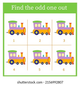 Logic  game for kids. Find the odd one out. Preschool worksheet activity.  Vector illustration.