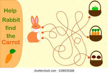 Logic game for kids help rabbit find the carrot