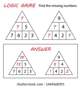 Logic game for kids. Math task with numbers. Children education. Vector illustration. 