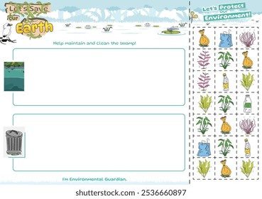 logic game for kids. Sorting game Clean it up environment. Perfect for preschool learning materials, educational activities, or fun printables designed to improve skills and observation.