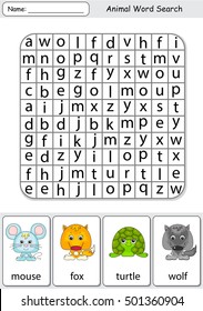 Logic game for learning English. Find the hidden words by vertical or horizontal lines