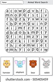 Logic game for learning English. Find the hidden words by vertical or horizontal lines