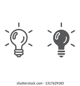 Logic game line and glyph icon, game and play, light bulb sign, vector graphics, a linear pattern on a white background, eps 10.