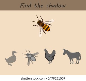 Logic games for kids that make them smarter. animals find the shadow.