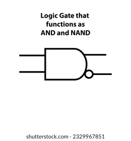 
Logic Gate NAND and AND gate. electronic symbol of open switch Illustration of basic circuit symbols. Electrical symbols, study content of physics students.  electrical circuits.