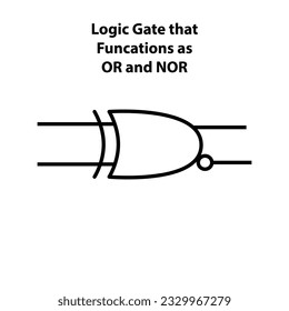 Logic gate OR and NOR not the inverter. electronic symbol. Illustration of basic circuit symbols. Electrical symbols, study content of physics students.  electrical circuits.