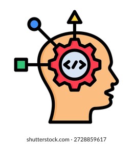 Ícone Lógico Cor Linear Estilo Ilustração Vetor