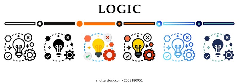 Icono de lógica en la colección de iconos web de Anuncio. 6 Varios iconos de estilo. Gráficos de signos, símbolos, elementos, presentaciones, infografías o Web. Ilustración vectorial.