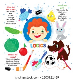 Logic Kid Question Game Printable Worksheet Stock Vector (Royalty Free ...