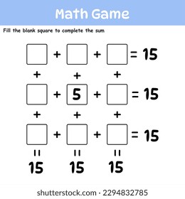 Logikmathematik-Spiel. Erziehungsspiel für Kinder. Spaß für Kinder zu spielen und zu lernen.
