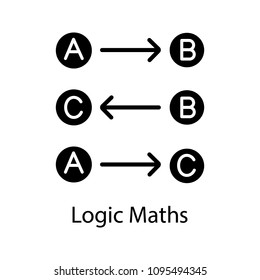 Logic Maths Glyph Icon. Logical Rules. Thinking Process. Silhouette Symbol. Negative Space. Vector Isolated Illustration