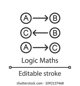 Logic Maths Linear Icon. Thin Line Illustration. Logical Rules. Thinking Process. Contour Symbol. Vector Isolated Outline Drawing. Editable Stroke