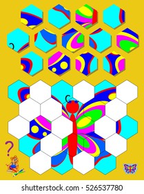 Logic puzzle for children. Need to find corresponding details and to draw them in empty places. Vector  cartoon image.