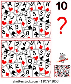 Logic puzzle game for children and adults. Need to find 10 differences. Developing skills for counting. Vector cartoon image.