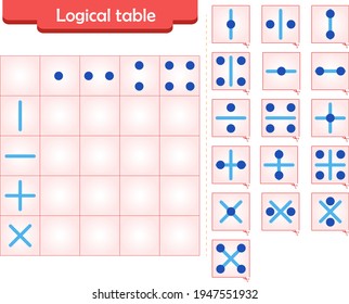 Logic puzzle game for children. Fill in empty cells. Reusable game