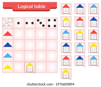 Logic puzzle game for children. Fill in empty cells. Reusable game