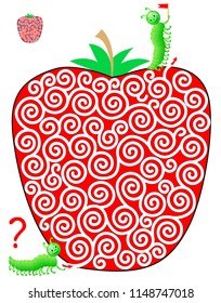 Logic puzzle game with labyrinth for children and adults. Help the caterpillar find the way till his friend. Vector image.
