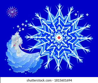Juego de rompecabezas lógico con laberinto para niños y adultos. Ayuda a la reina de la nieve a encontrar el camino en copo de nieve a estrella mágica. Hoja de trabajo para niños libro teaser del cerebro. Prueba de CI. Jugando en línea.