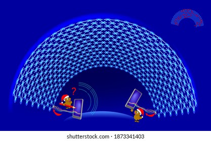 Logic puzzle game with labyrinth for children and adults. Maze with cellular telephone network. How bear can phone to his friend? Find telecommunication way. Brain teaser book. IQ test. Play online.