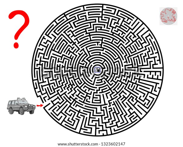 Logic puzzle game\
with labyrinth for children and adults. Help the car find the way\
till the petrol station. Printable worksheet for brainteaser book.\
Vector cartoon image.