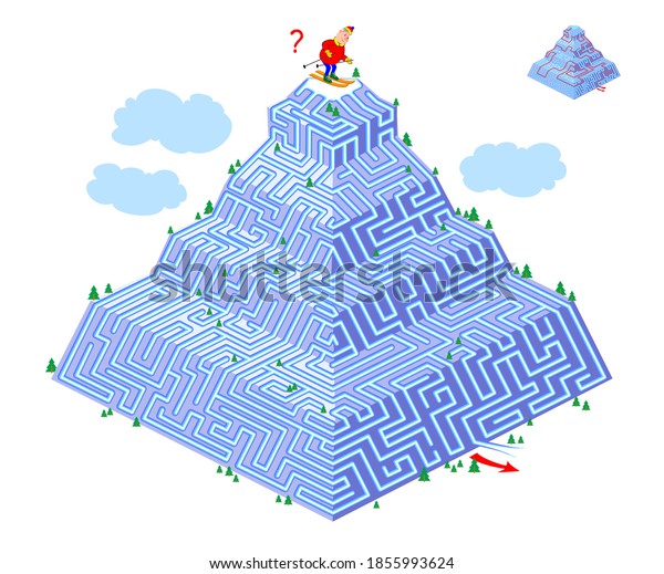Logic Puzzle Game Labyrinth Children Adults Stok Vektör